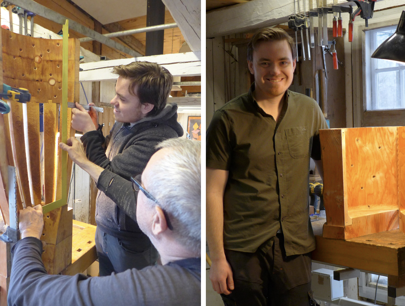 Handledare Gunnar Englund och lärling Victor Steen. Foto: Fantasilaboratoriet